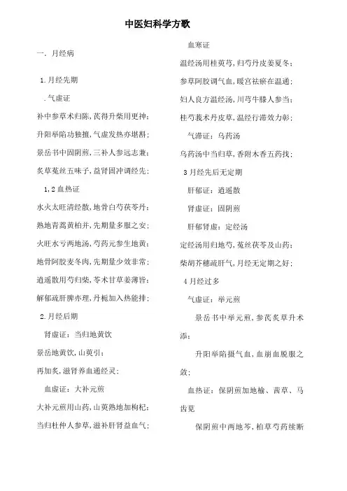 中医妇科学方歌大全