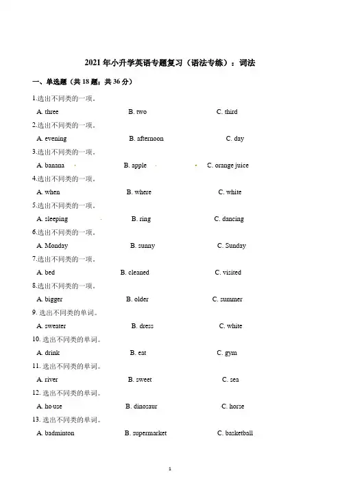 2021小升初英语专项练习：词法(含答案)