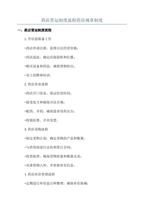药店营运制度流程药房规章制度