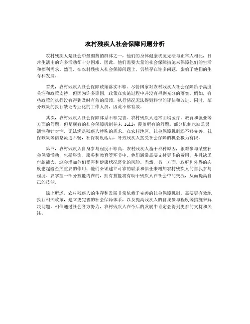 农村残疾人社会保障问题分析