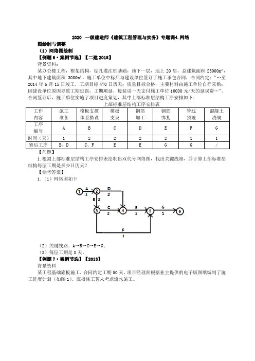 2020一建《建筑》案例分析题专题六讲第5讲-建筑网络计划图2
