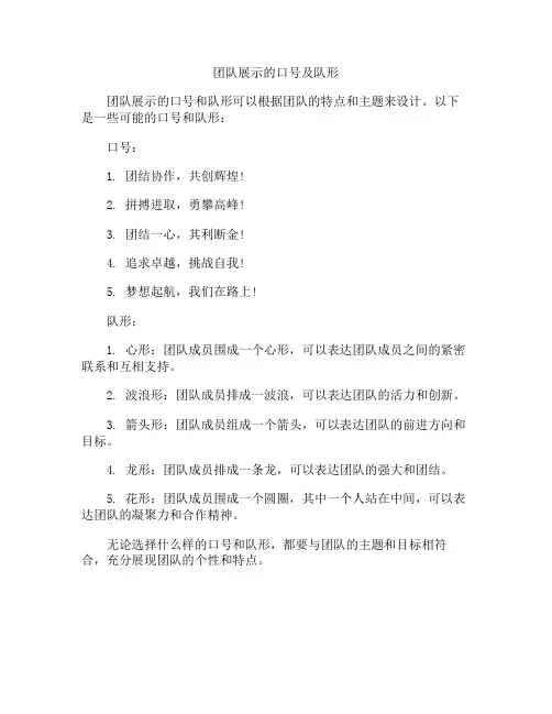 团队展示的口号及队形