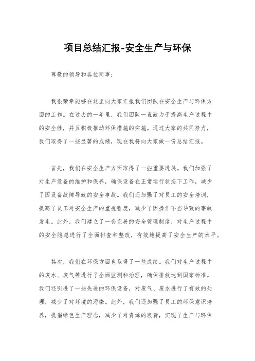项目总结汇报-安全生产与环保