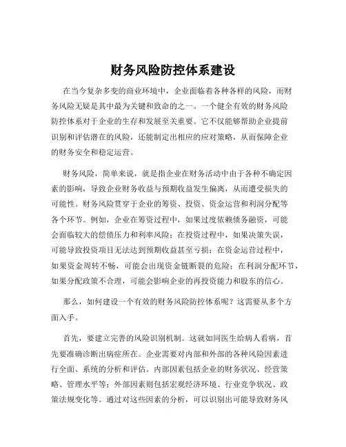 财务风险防控体系建设