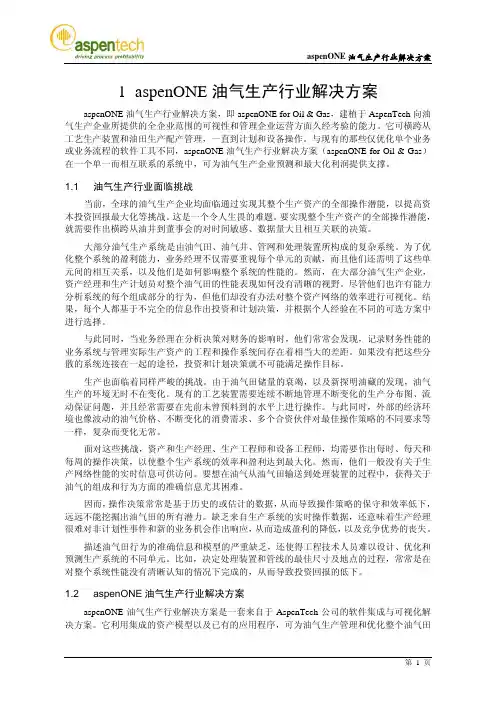 AspenONE 油气生产行业解决方案(aspenoneforoilgas)