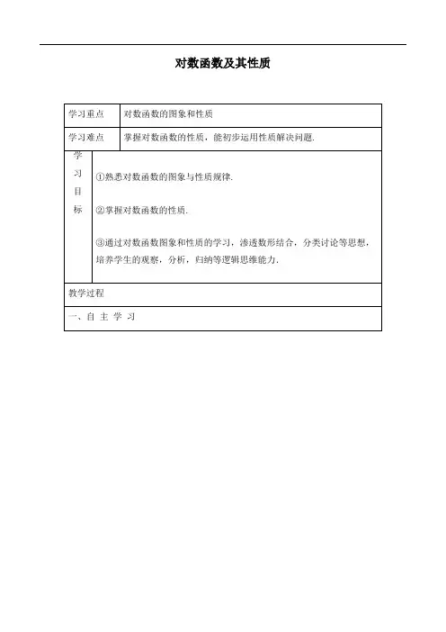 对数函数及其性质 精品公开课教案