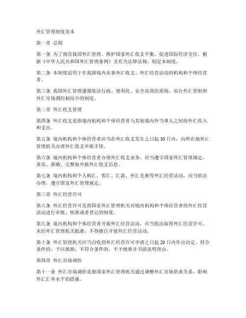 外汇管理制度范本