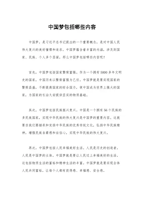 中国梦包括哪些内容