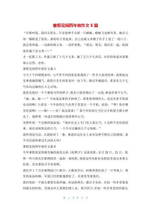 暑假见闻四年级作文5篇