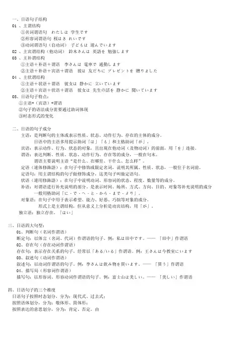 日语句子结构及句型