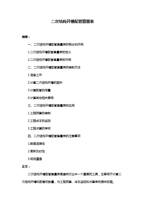 二次结构开槽配管算量表