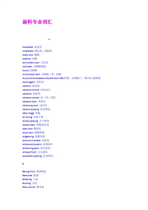 (完整版)涂料专业词汇