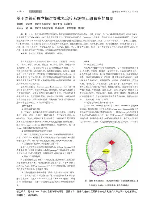 基于网络药理学探讨秦艽丸治疗系统性红斑狼疮的机制