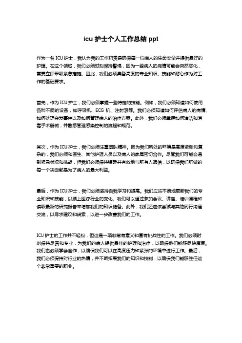 icu护士个人工作总结ppt