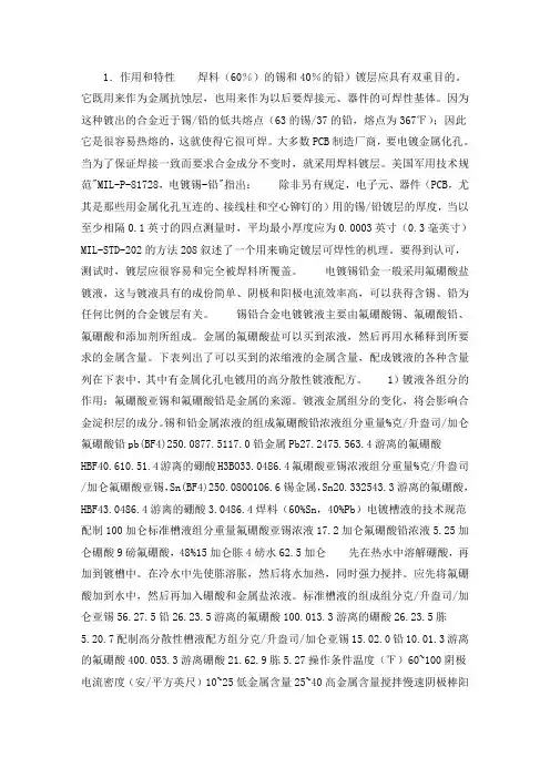 PCB电镀焊料(锡铅合金)工艺介绍