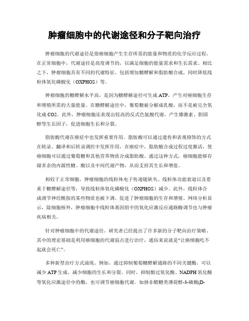 肿瘤细胞中的代谢途径和分子靶向治疗