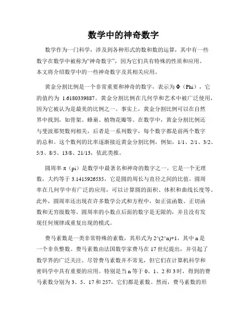 数学中的神奇数字