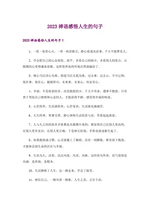 2023禅语感悟人生的句子