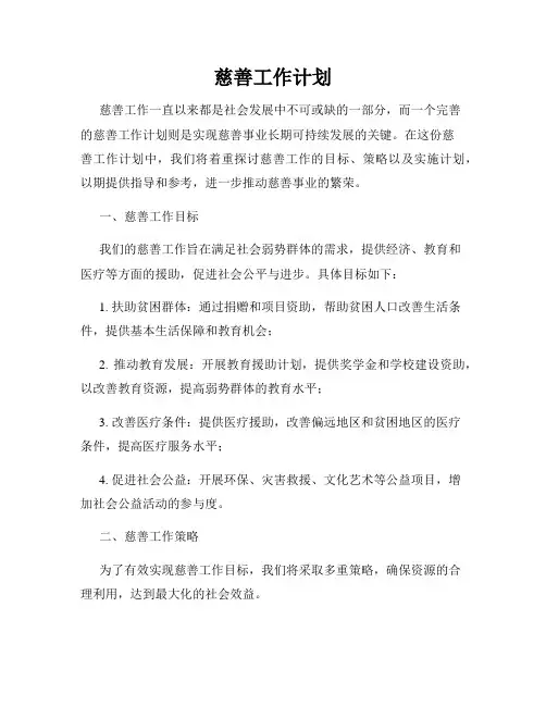慈善工作计划
