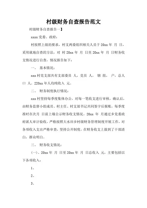 村级财务自查报告范文