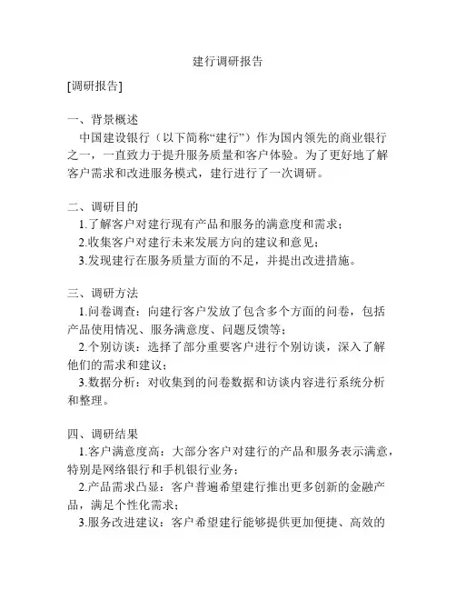 建行调研报告