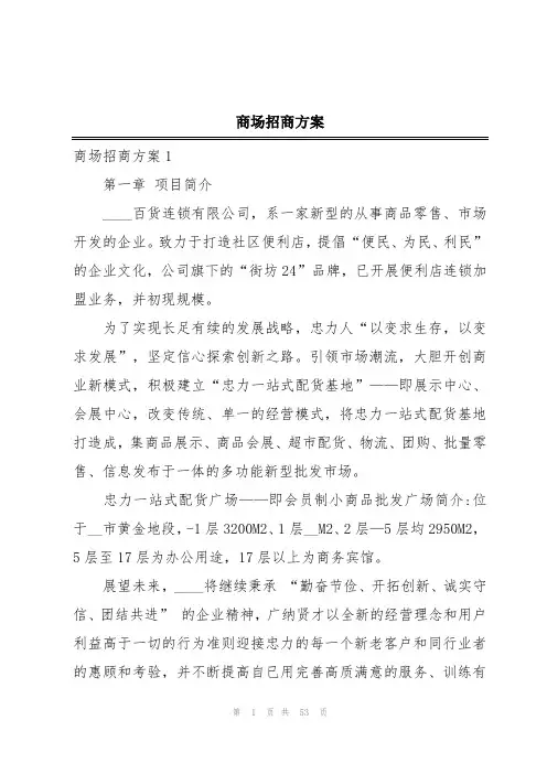 商场招商方案