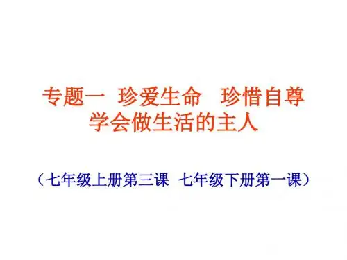 九年级政治珍爱生命(2019年新版)