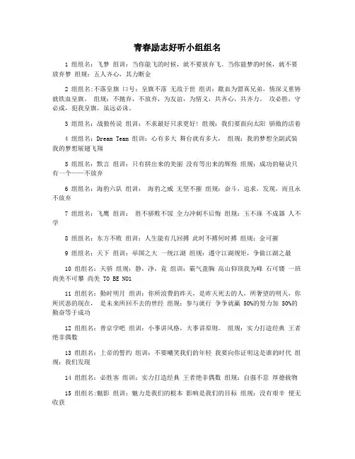 青春励志好听小组组名