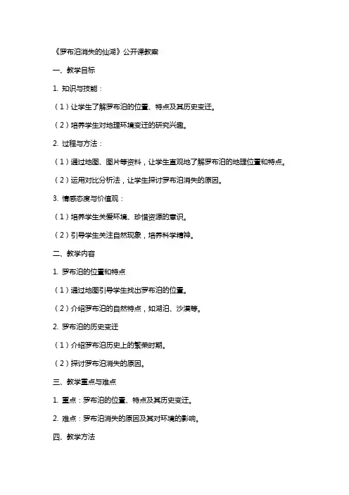 《罗布泊消失的仙湖》公开课教案