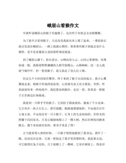 峨眉山看猴作文