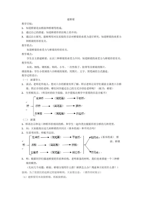 五年级科学下册教案-2.3 建桥梁-苏教版