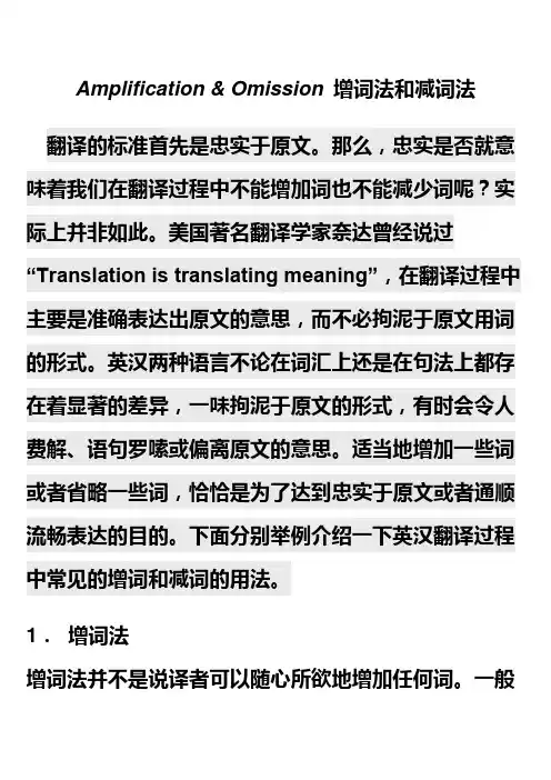 增词法和减词法 translation