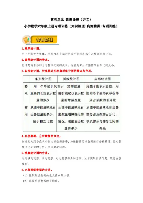 【应用题专项】北师大版小学数学6年级上册第五单元 数据处理(知识梳理+典例精讲+专项训练)含答案