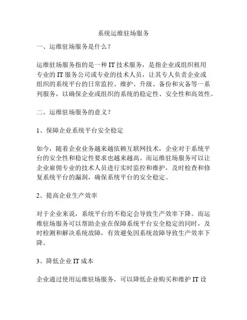 系统运维驻场服务