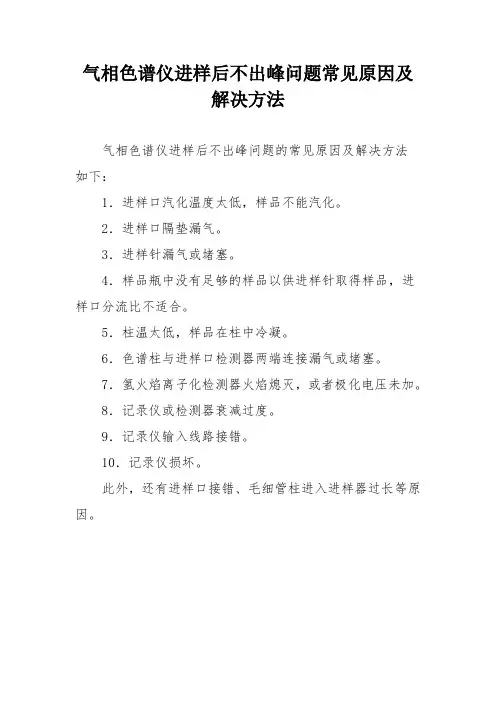 气相色谱仪进样后不出峰问题常见原因及解决方法