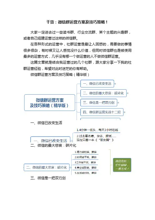 干货：微信群运营方案及技巧策略！