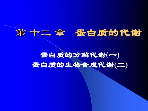 第十一章 蛋白质代谢(一)