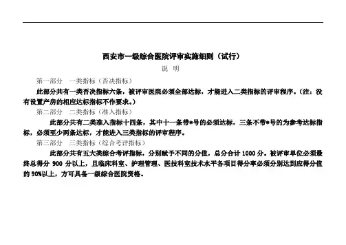 一级医院标准