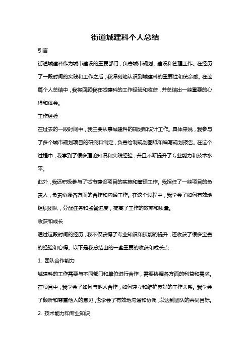 街道城建科个人总结