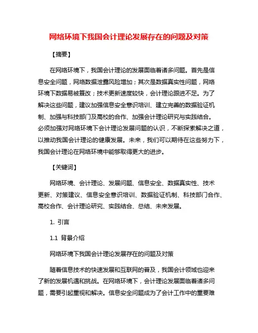 网络环境下我国会计理论发展存在的问题及对策
