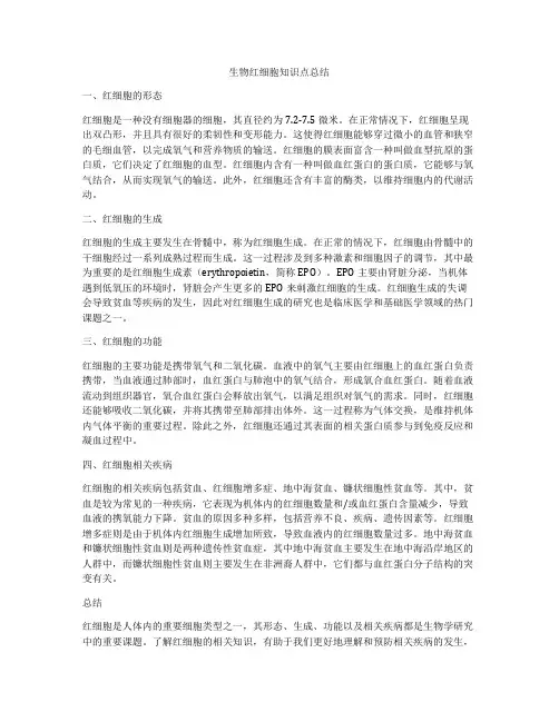 生物红细胞知识点总结