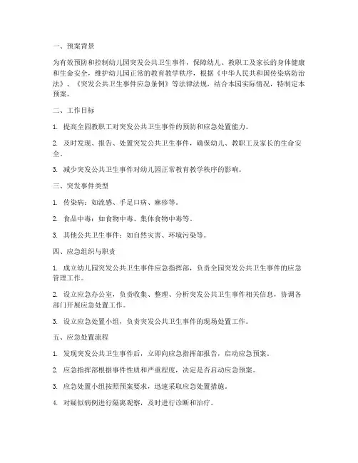 幼儿园突发公共卫生事件应急预案