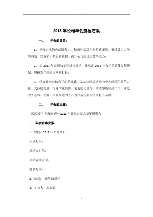2018年公司年会流程方案