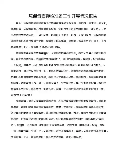 环保督察迎检准备工作开展情况报告