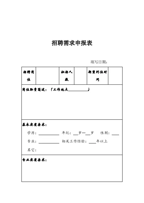 招聘需求申报表-模板范本
