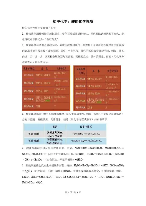 酸的化学性质