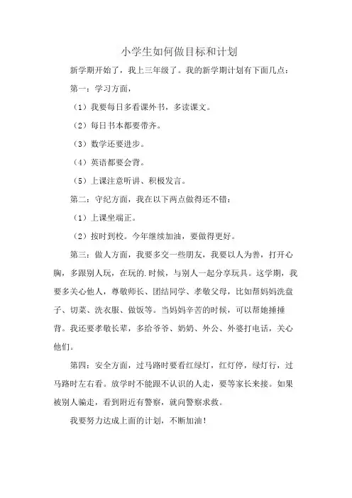 小学生如何做目标和计划