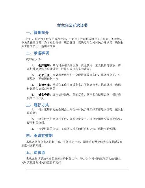 村主任公开承诺书