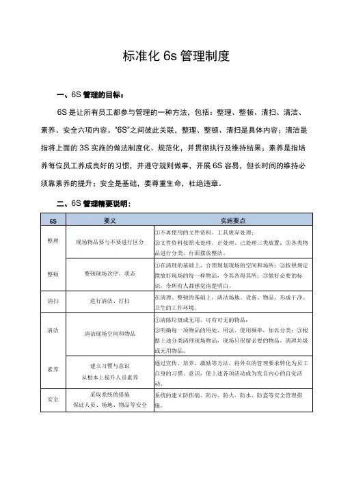 标准化6s管理制度