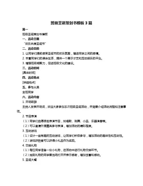 班级圣诞策划书模板3篇